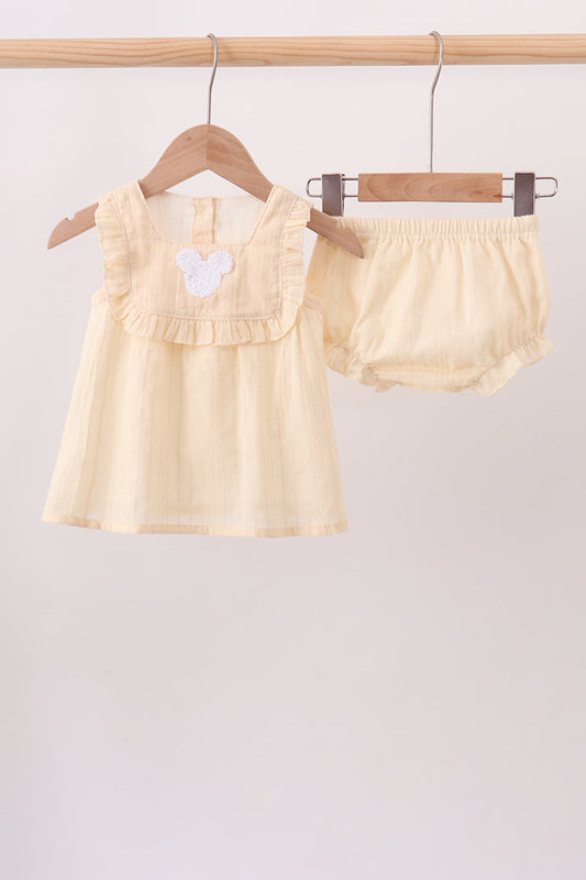 Oatmeal character french knot bloomer set