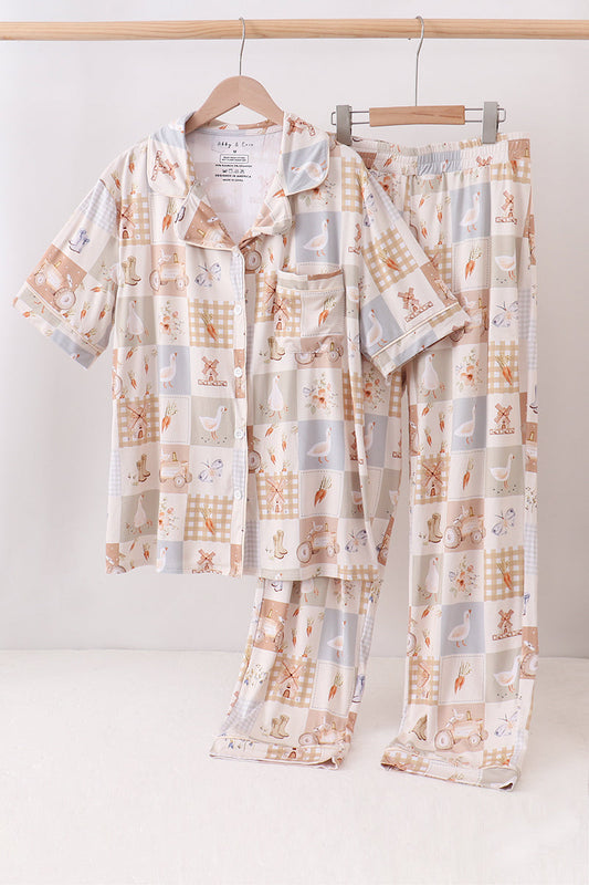 Khaki Goose Bamboo Mom Pajama Set