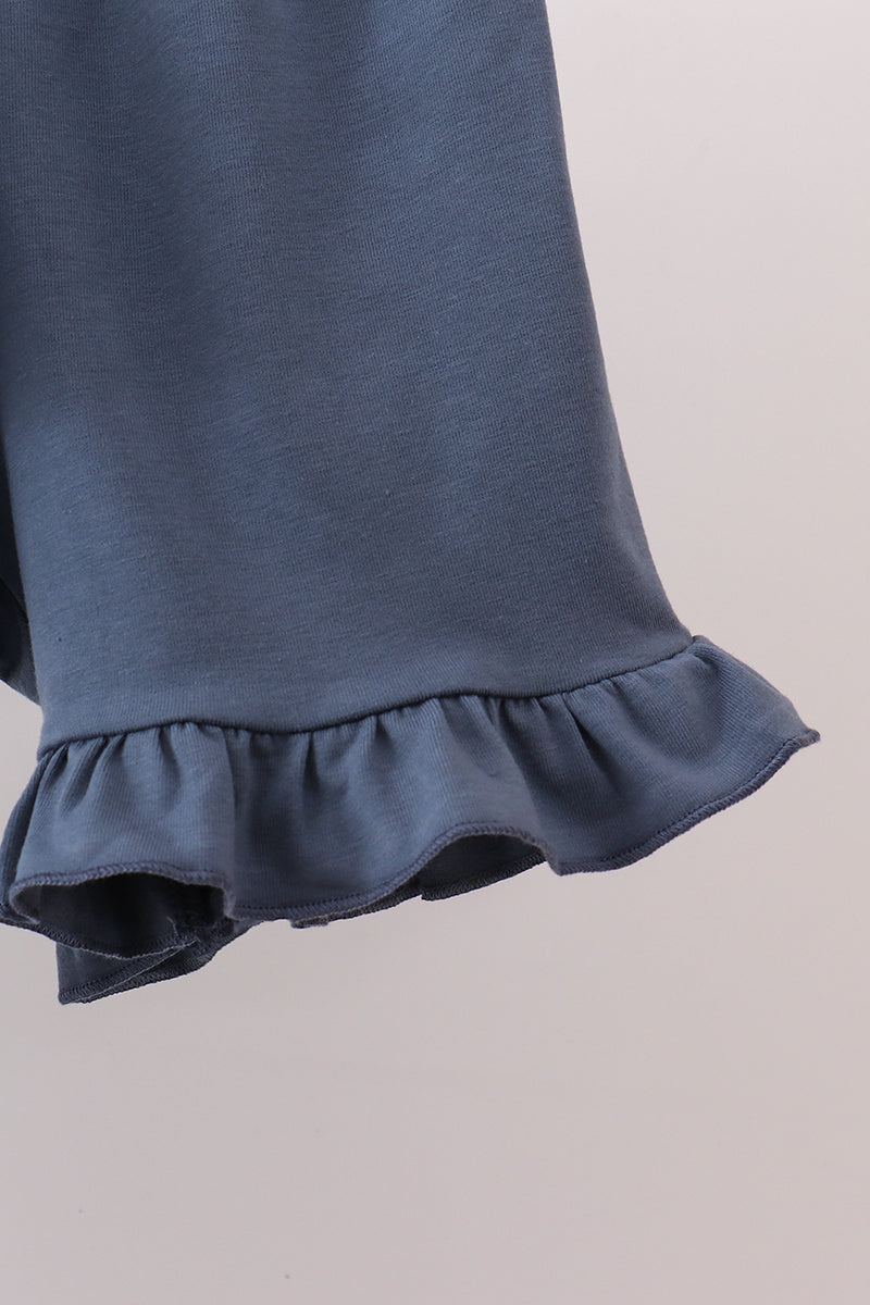 Blue Pumpkin Embroidery Ruffle Shorts Set