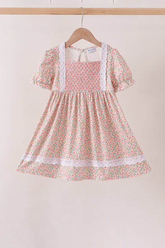 Floral Smocked Lace Dress
