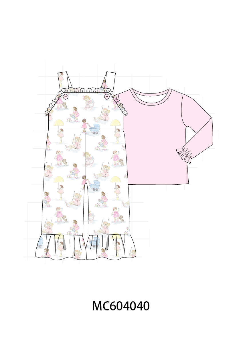Pink all day adventure ruffle jumpsuit set
