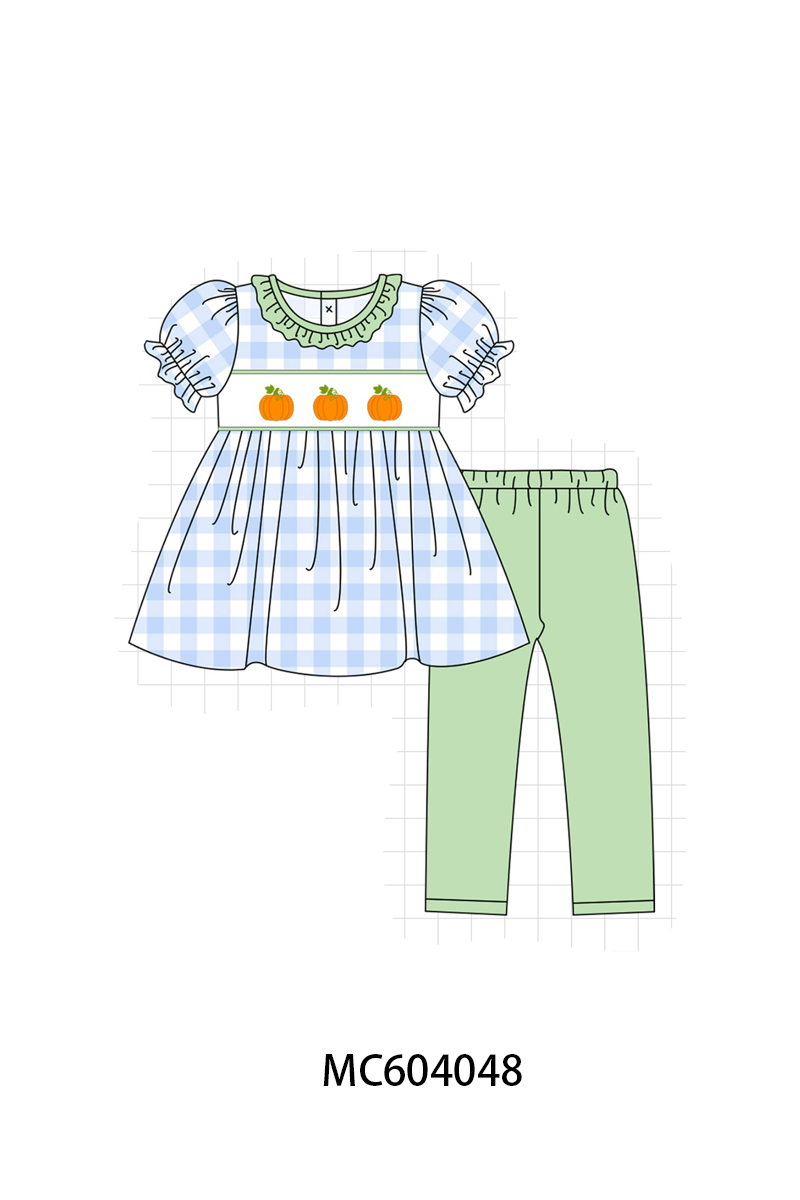 Blue Pumpkin Embroidery Pants Set