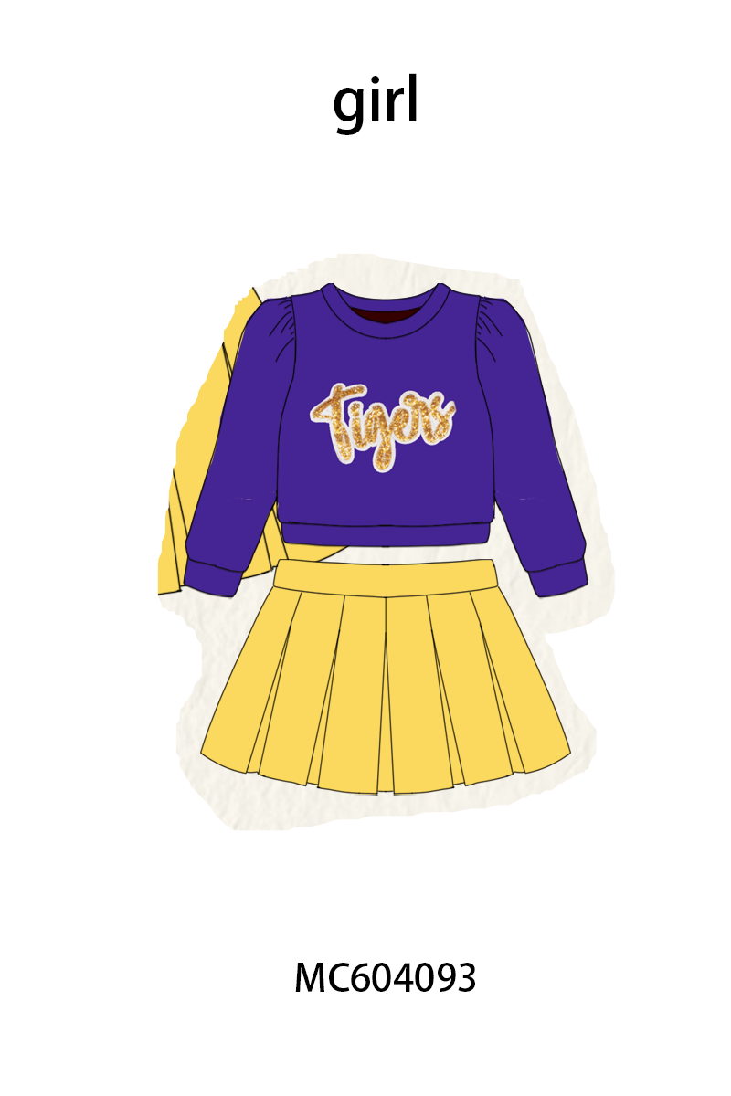 LSU tiger sequin twirl skorts set