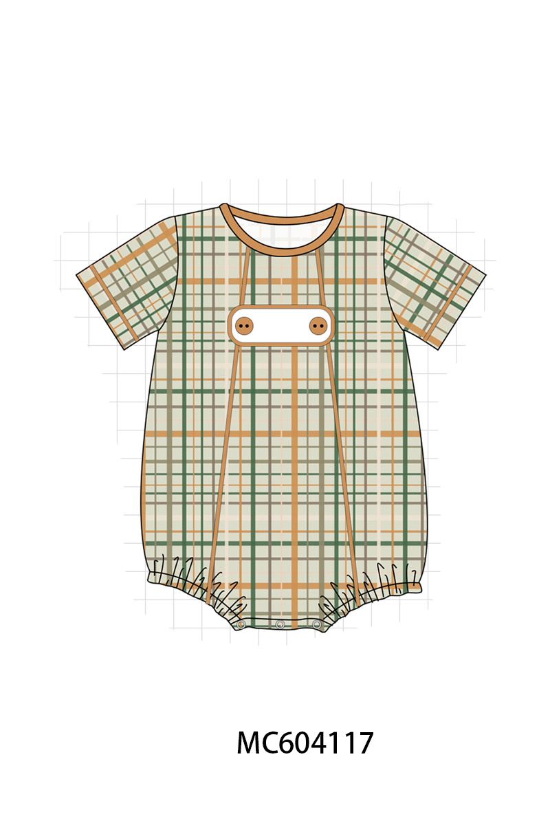 Pumpkin Embroidery Plaid Bubble