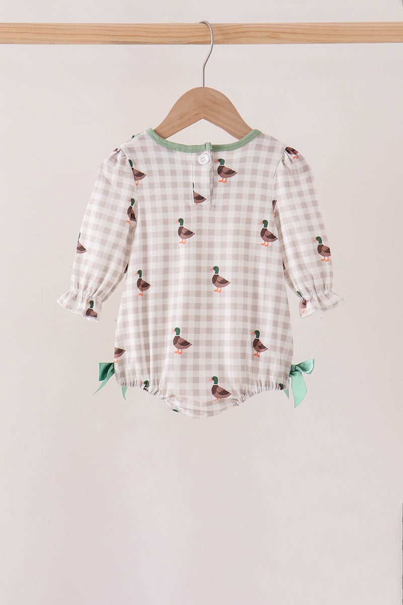 Green Duck Ruffle Gingham Bubble