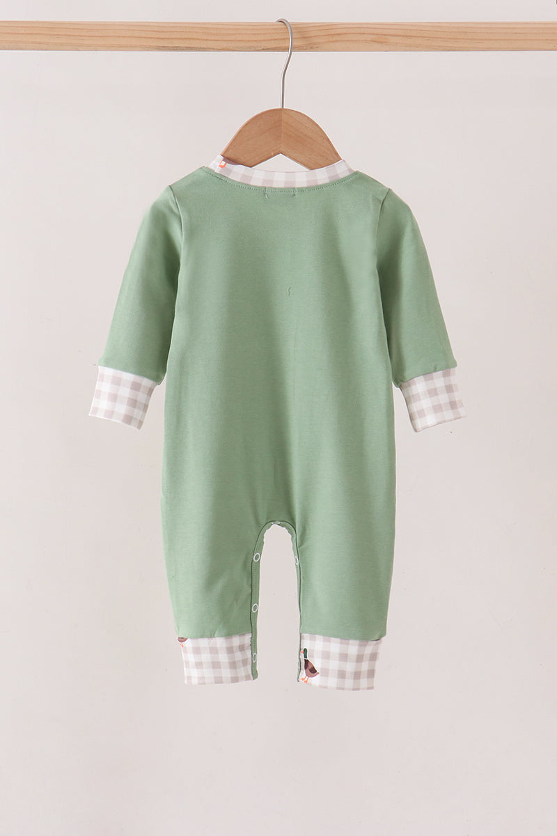 Green Duck guack guack Embroidery Romper