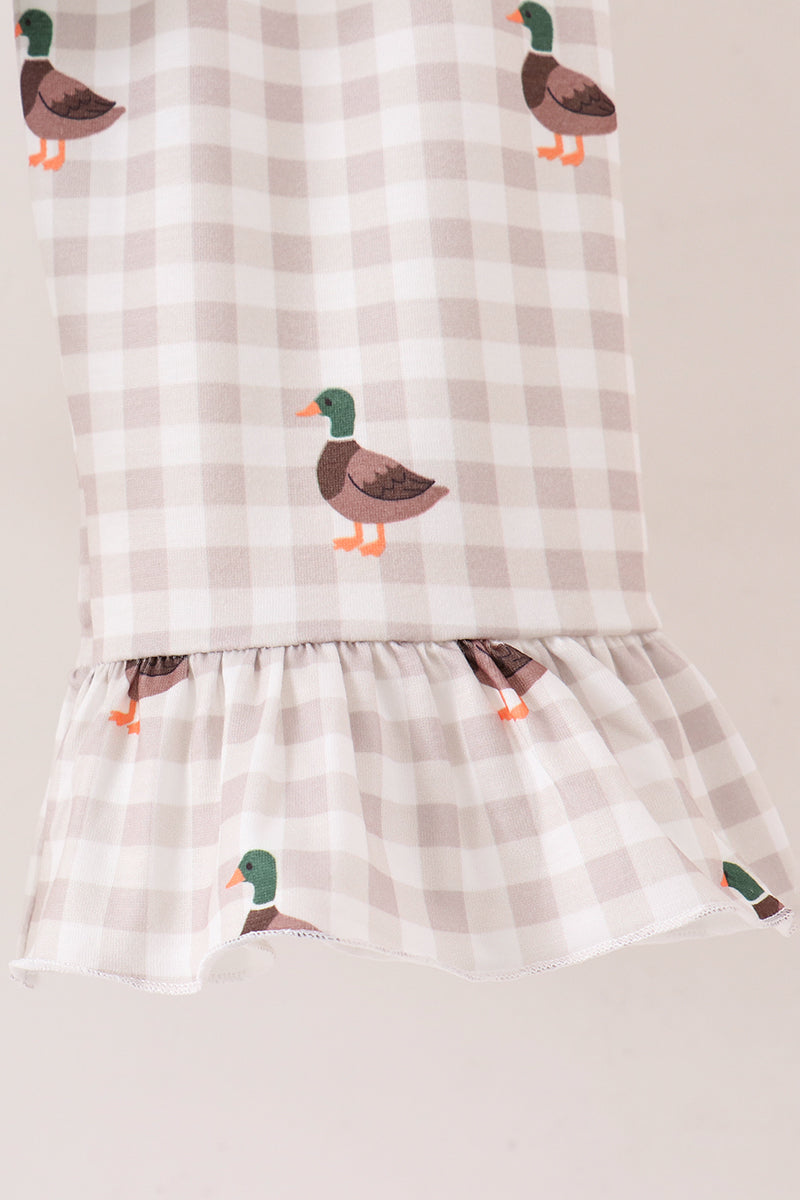 Green Duck guack guack Embroidery Ruffle Pants Set