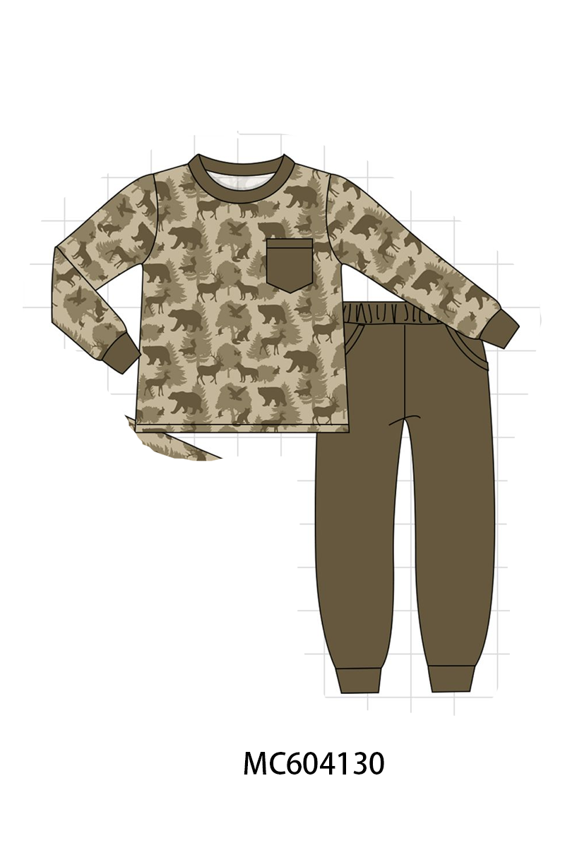 Brown camouflage pocket jogger set