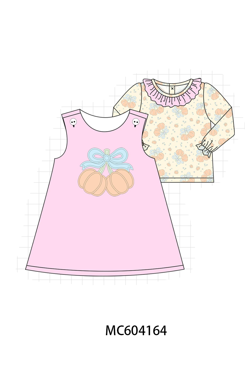 Pink bow pumpkin ruffle 2pc set