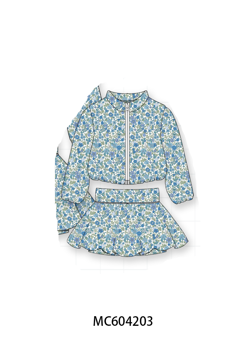 Teal floral print mom&me skorts set