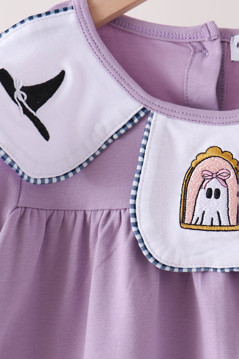 Purple spooky embroidery pants set