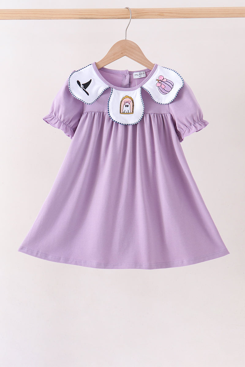 Purple spooky embroidery dress