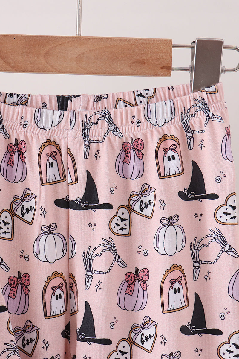 Pink Spooky print bamboo pajama set