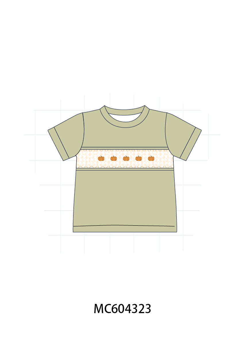 Sage pumpkin embroidery top