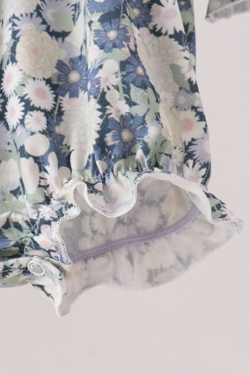 Vintage Floral Smocked Ruffle Bubble