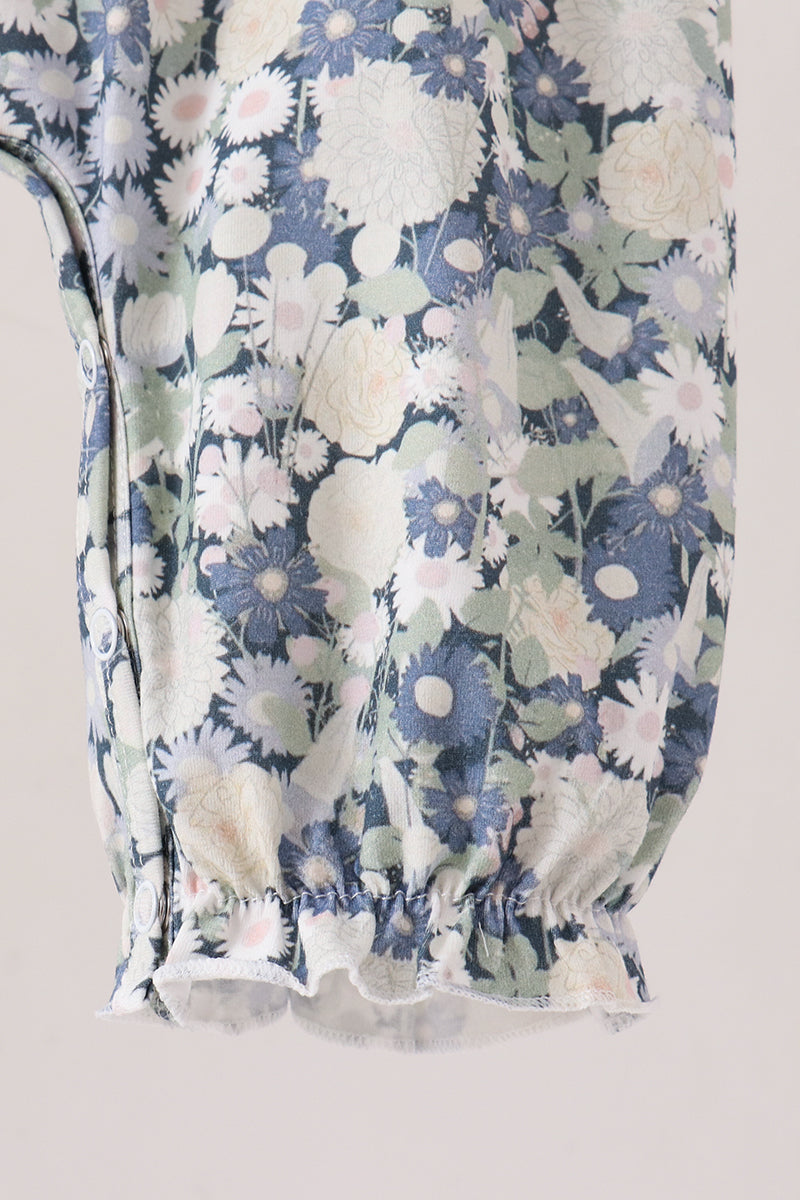 Vintage Floral Smocked Ruffle Romper Set
