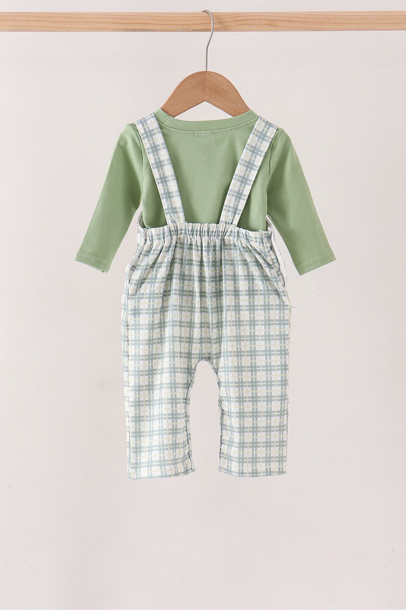 Sage plaid 2pc romper set