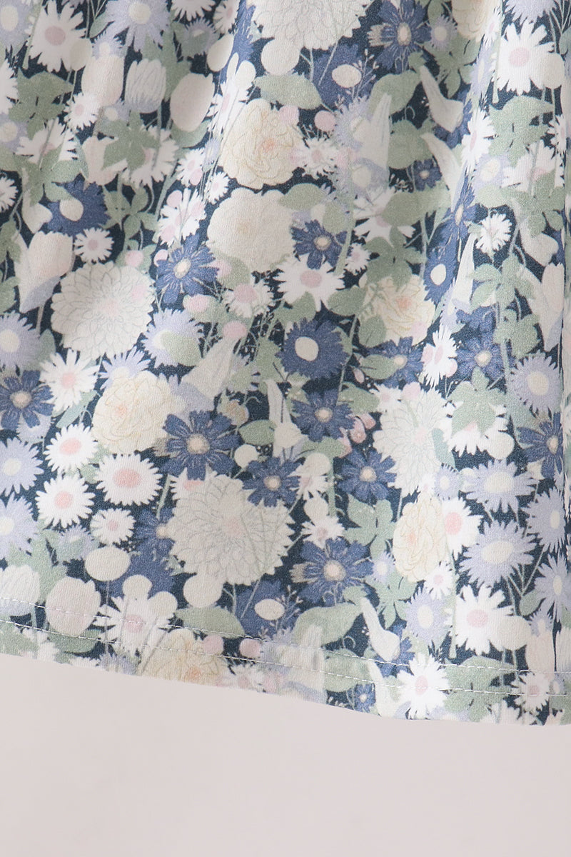Vintage Floral Smocked Ruffle Dress