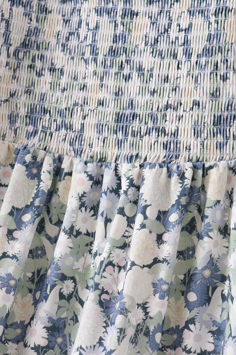 Vintage Floral Smocked Mom Dress