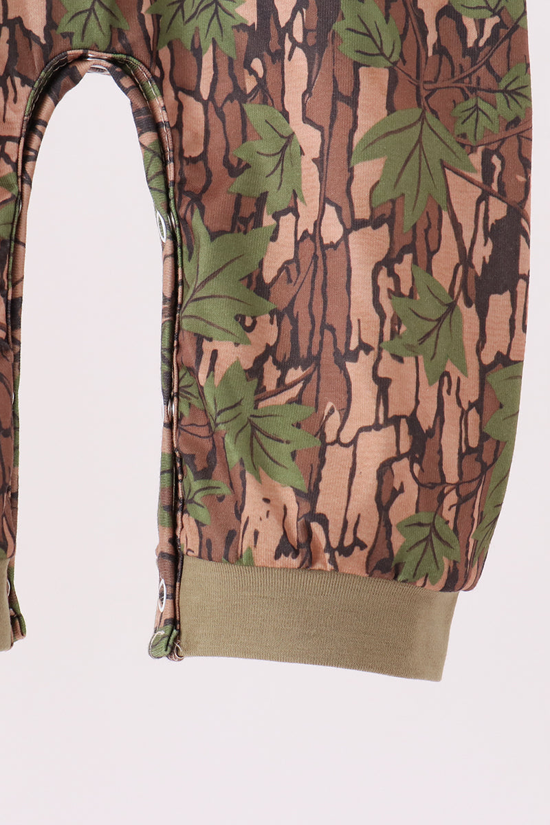 Camouflage Moose Embroidery Romper