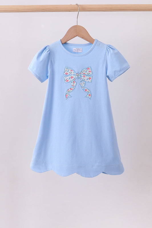 Blue bow applique dress