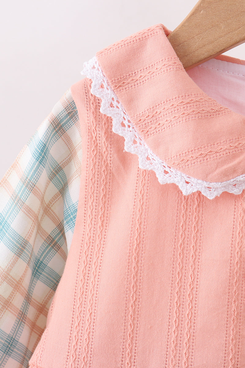 Pumpkin Jacquard embroidery plaid bloomer set