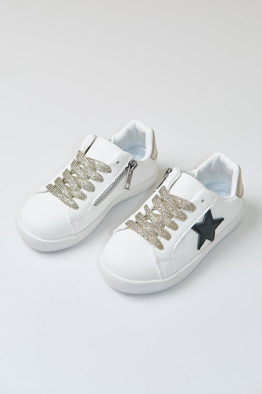 White black star glitter sneaker (toddler to big kids)