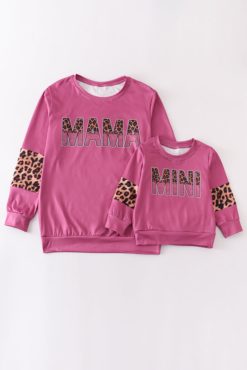 Pink leopard mommy & me top