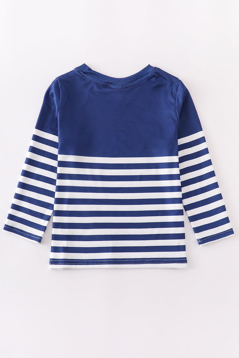 Stripe tractor applique shirt